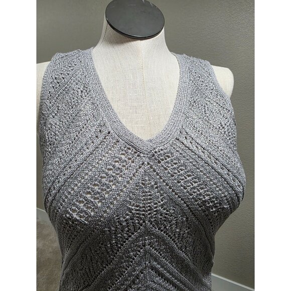 White House Black Market Womens Gray Sleeveless Textured Knit Vest - Picture 8 of 9